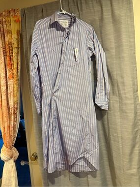 WEAR CISCO Oversized XS/S Blue, Pink, & White Striped Long-Sleeve Shirt Dress